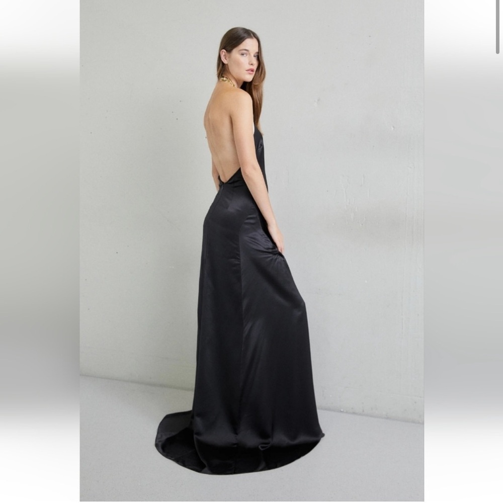 STAUD Francoise Halter Neck Chain Necklace Gown Maxi Dress Black New With Tags! - Picture 4 of 16